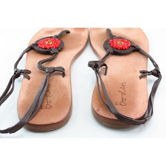 Boden T-Strap‎ Sandals Brown Leather Women Shoes Size 40 Medium - Picture 4 of 6